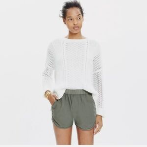 Madewell Women's Desert Olive Green Pull-On Twill Cotton Shorts